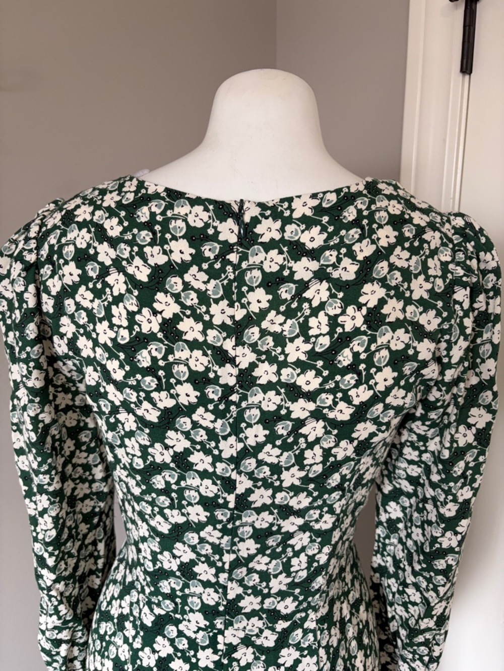 Reformation Belvedere Wallflower Long Sleeve Midi Dress Green White Sz 6 NEW - Picture 11 of 14